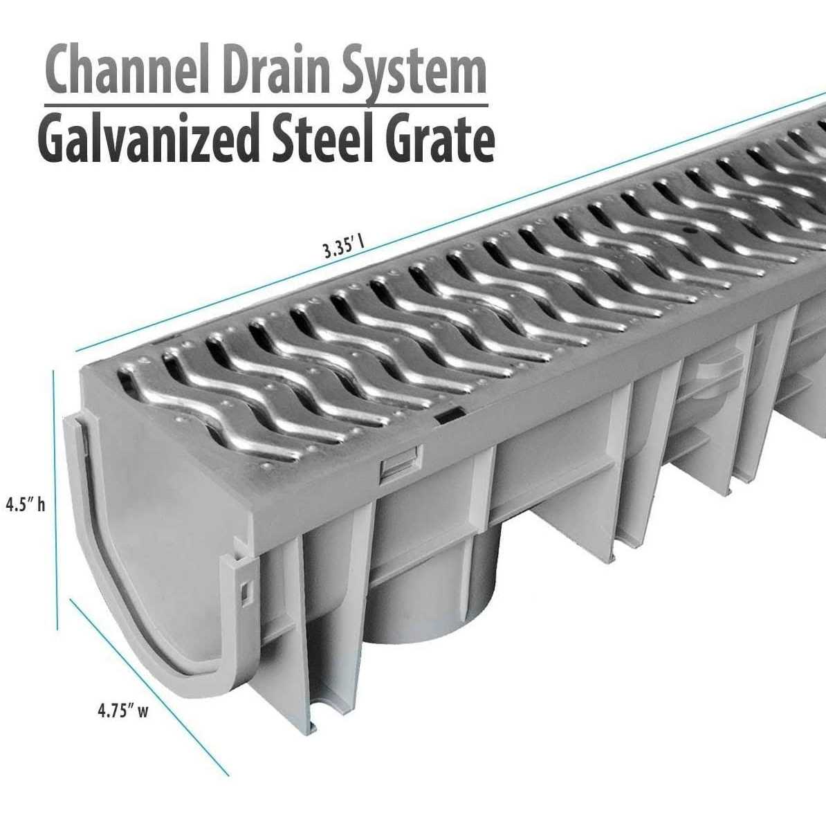Source 1 Drainage Trench & Driveway Channel Drain with Galvanized Steel Grate - MT - Mrs Treak
