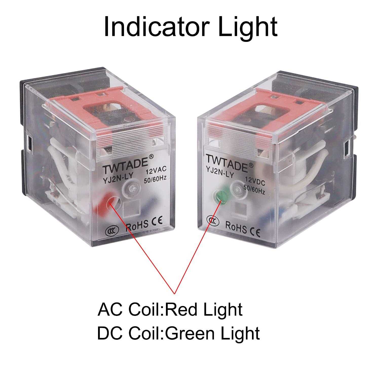 TWTADE 10A Coil Electromagnetic Power Relay 8 Pins 2DPT 2NO+2NC with Indicator Light and Socket Base -YJ2N-LY - MT - Mrs Treak