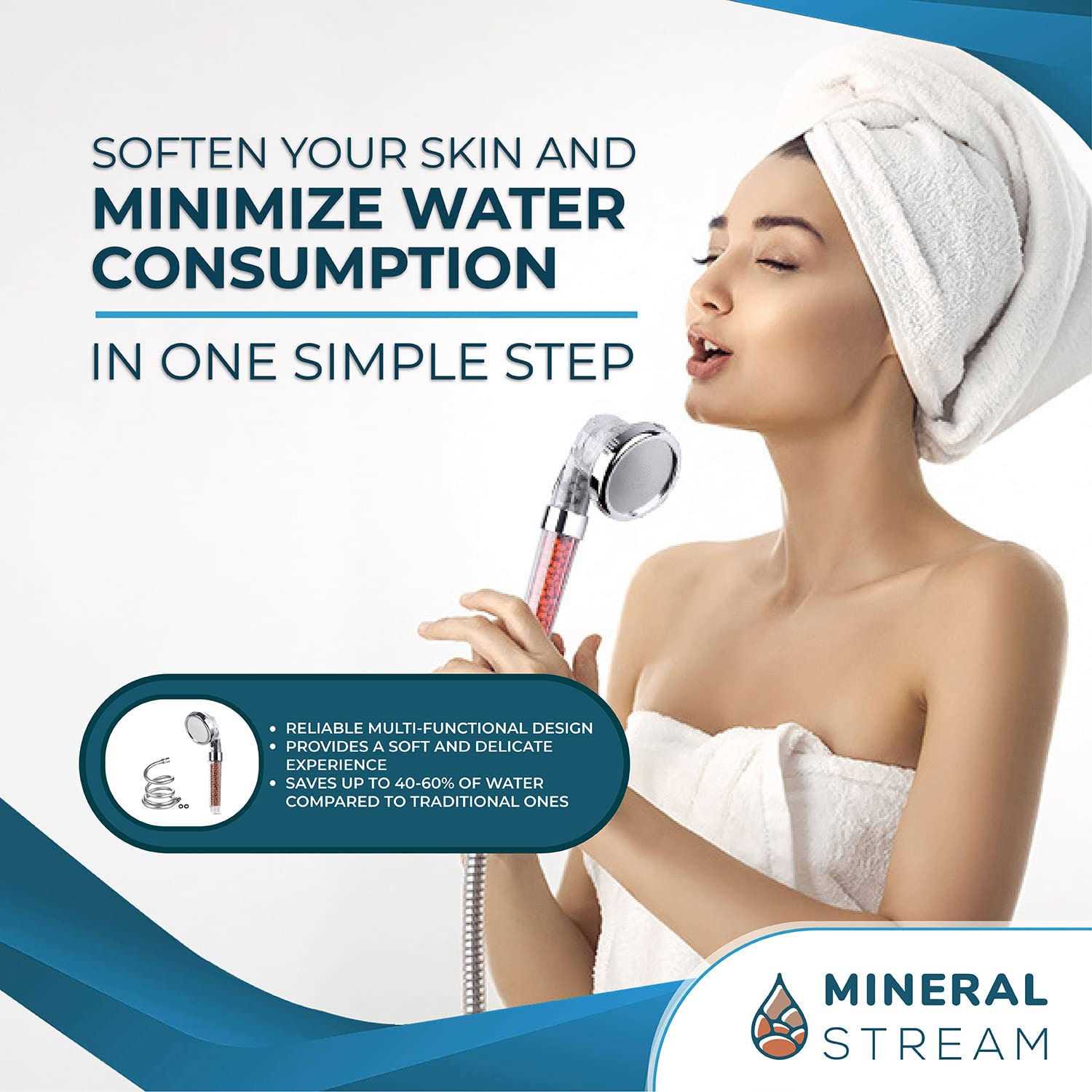 Mineral Stream Ionic Shower Head + Hose - MT - Mrs Treak