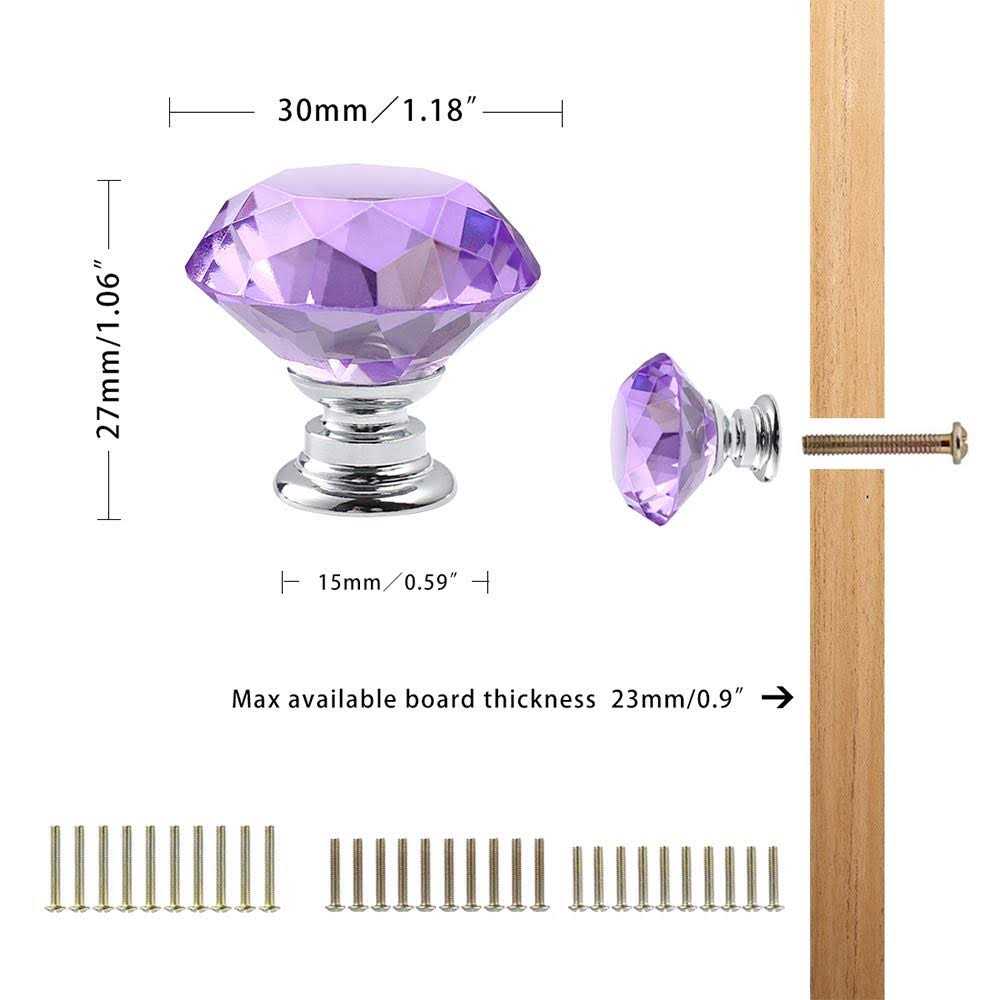 CZC HOME 10 PCS Diamond Crystal Glass Pull Handle Cabinet Knobs Cupboard Drawers Cabinet Dresser Bookcase Wardrobe - MT - Mrs Treak