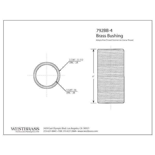 Westbrass Tall Brass Adapter Bushing 792BB - MT - Mrs Treak