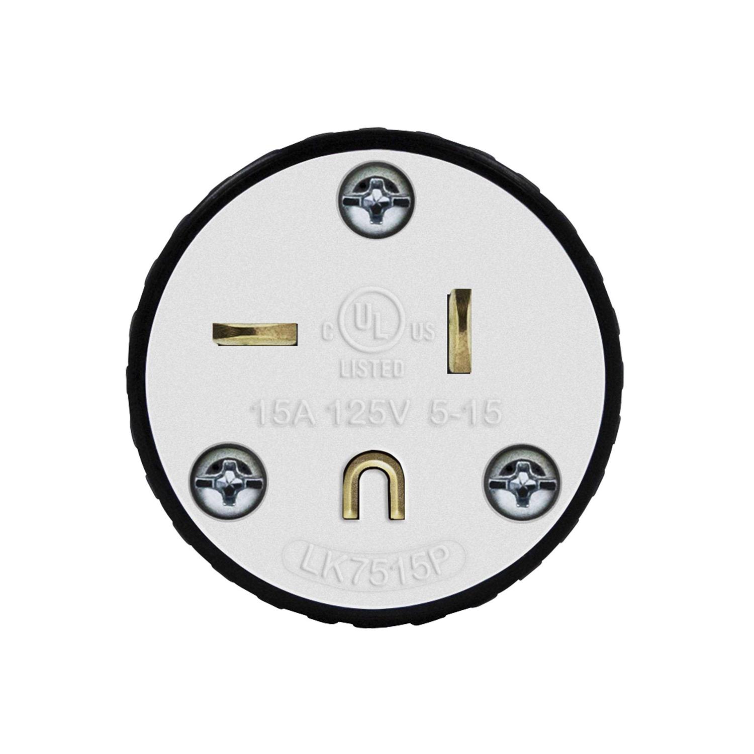 Enerlites Nema 6-15p Straight Blade Replacement Plug Connector Male Extension Cord Ends 66220-BK - MT - Mrs Treak