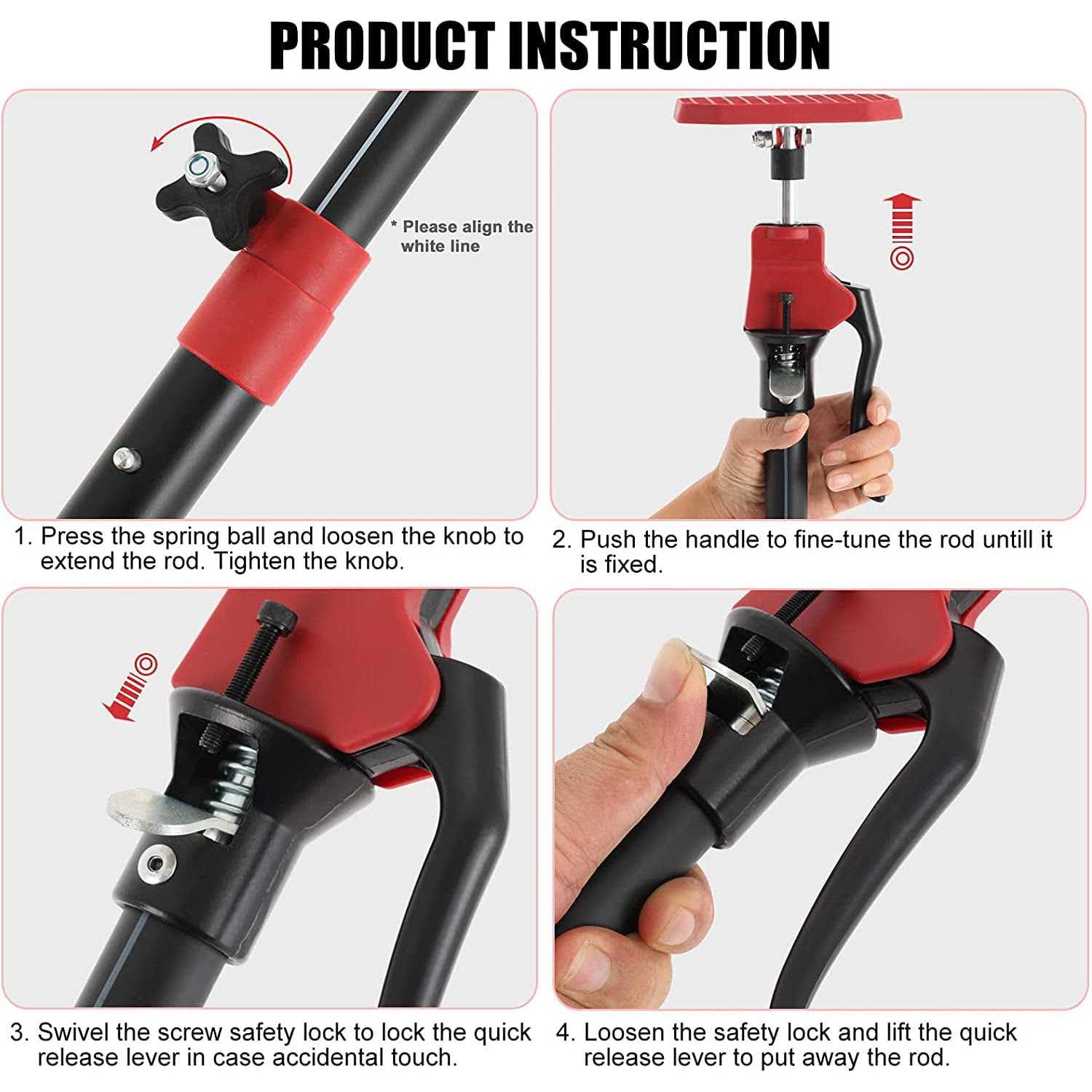 XINQIAO Third Hand Tool 3rd Hand Support System Premium Steel Support Rod with 154 LB Capacity for Cabinet Jack - MT - Mrs Treak