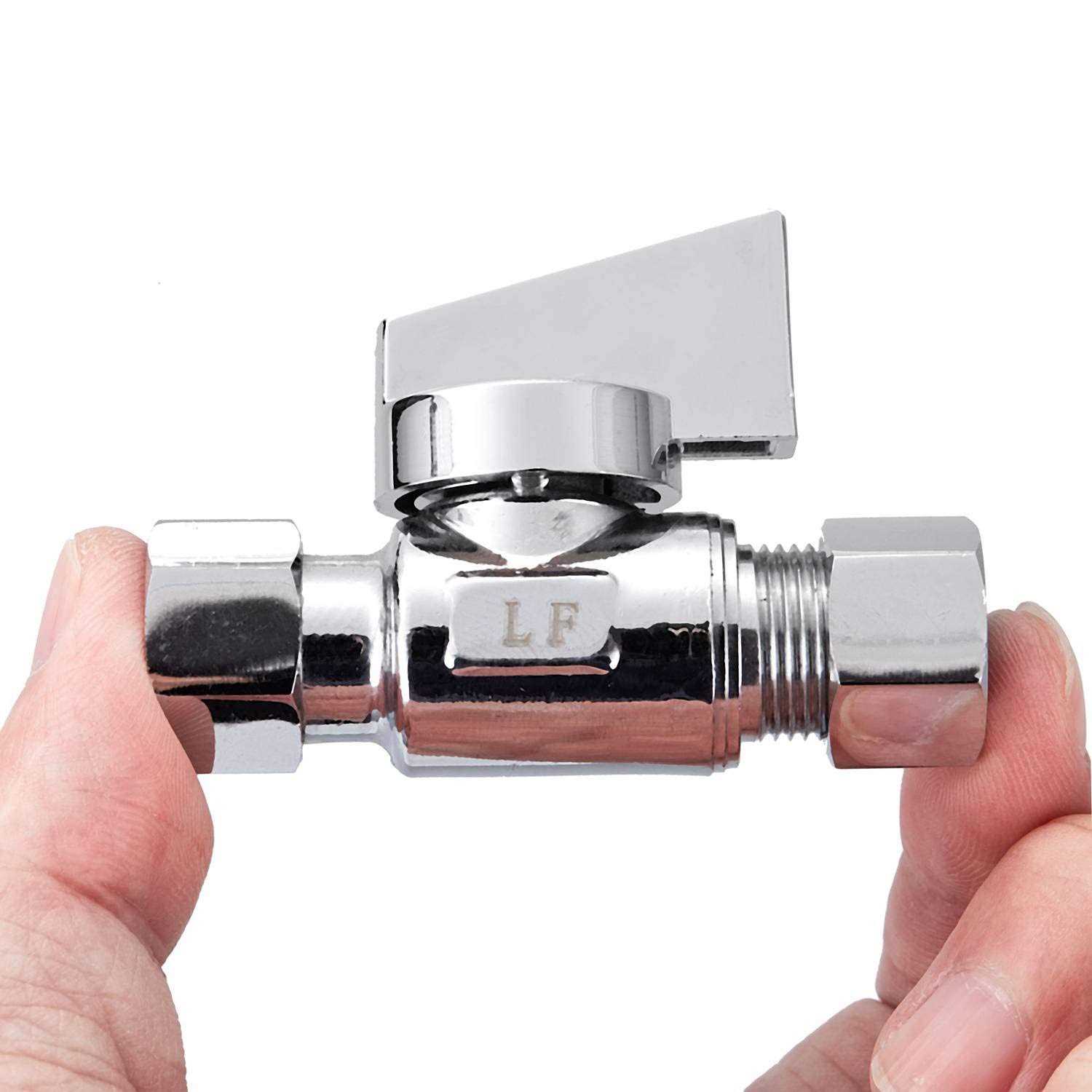 Minimprover 2 Pack Premium Brass 1/4 Compression x 1/4 Compression Angle Valve Quarter Turn Water Straight Angle Valve - MT - Mrs Treak