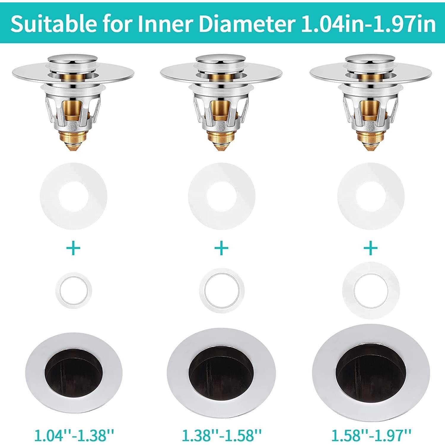 Universal Bathroom Sink Stopper 1.1~1.5” Bathtub Stopper for Kitchen Bathtub Sink Drains Anti Clogging Sink Drain Filter With Hair Catcher - MT - Mrs Treak