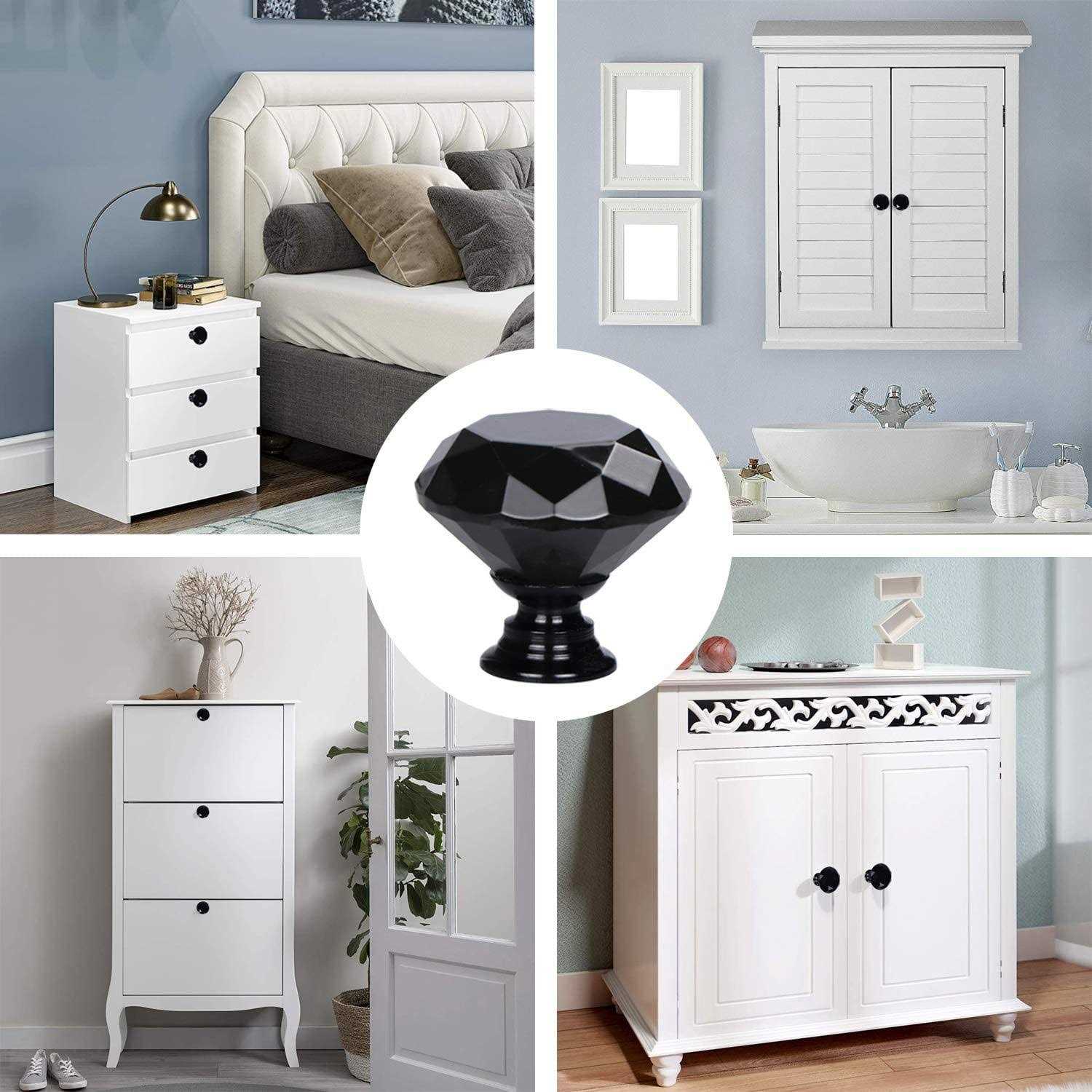 Yourgift Drawer Knobs Diamond Shaped Crystal Glass 30mm Cabinet Knobs Pull Handles - Mrs Treak