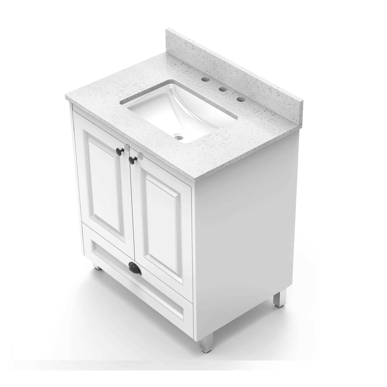 Winette 31 White Undermount Single Sink 3-Hole Bathroom Vanity Top Marble WVT - MT - Mrs Treak