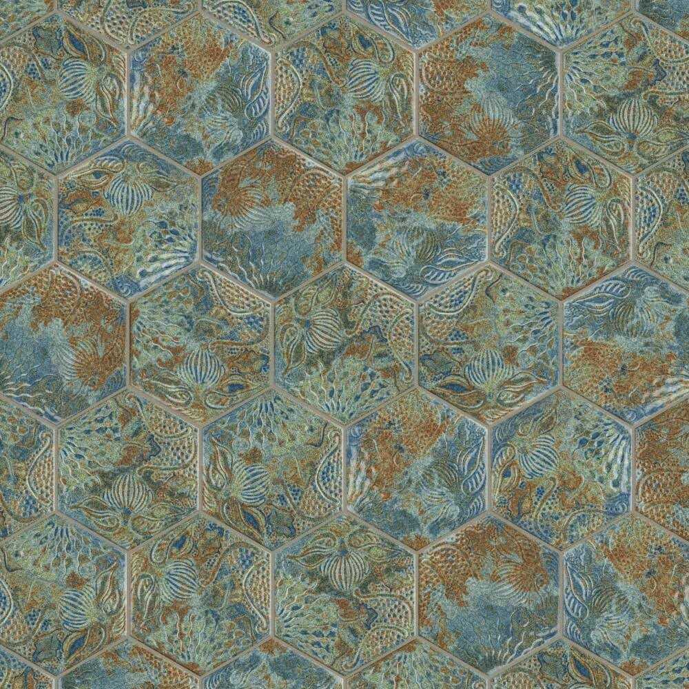 Merola Tile Gaudi React Hex Ocean 8-5/8 x 9-7/8 Porcelain Floor and Wall Tile - MT - Mrs Treak