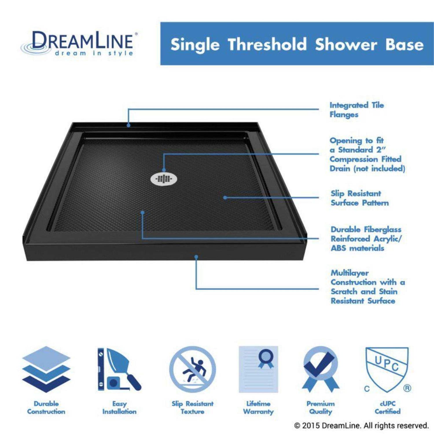 DreamLine DLT-1130601-88 SlimLine 60 x 30 Single Threshold Shower Base - MT - Mrs Treak