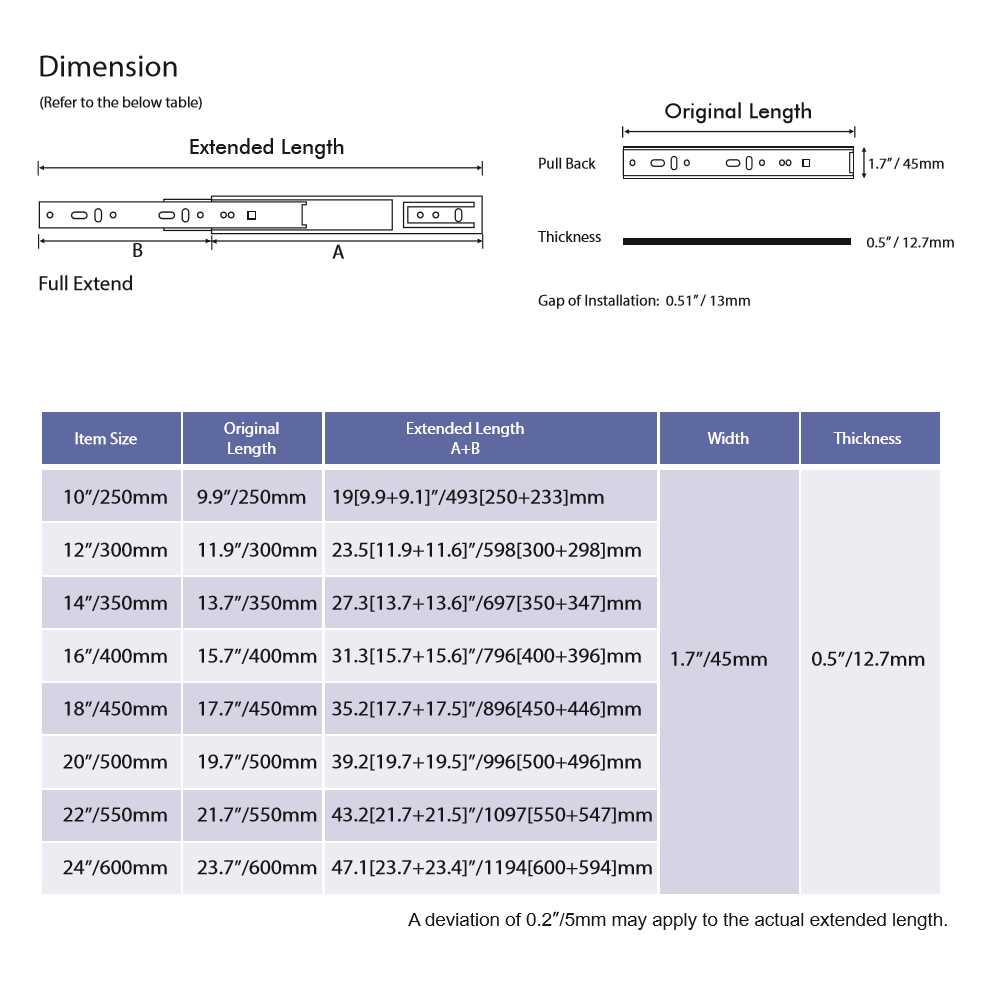 VADANIA Vf1245 Push to Open Drawer Slides Ball Bearing Side Mount 3-Fold Full Extension - MT - Mrs Treak