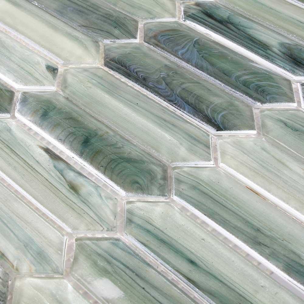 The Tile Life Seaglass Picket 14 X 12 Glass Mosaic Wall Tile - MT - Mrs Treak