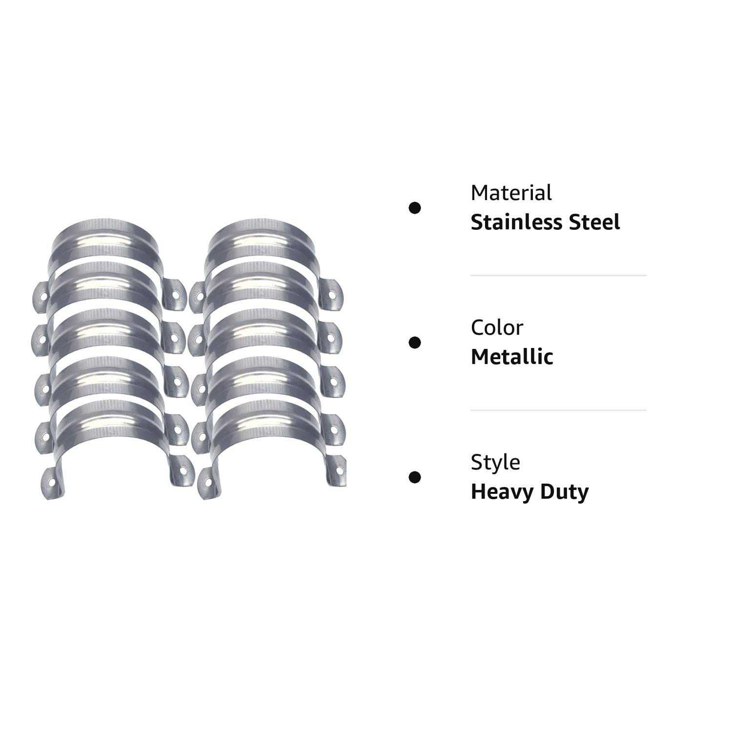 Nge 4inch Rigid Pipe Strap Clamp-Two Hole Strap-U Bracket Tube Clip-Stainless Steel Heavy Duty Pipe Fasten Holder-Secures Condu - MT - Mrs Treak