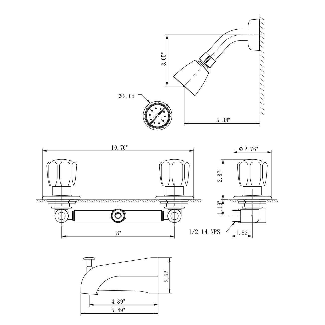 Dura Faucet RV Tub Shower Diverter Faucet DF-SA110S-BQ - MT - Mrs Treak