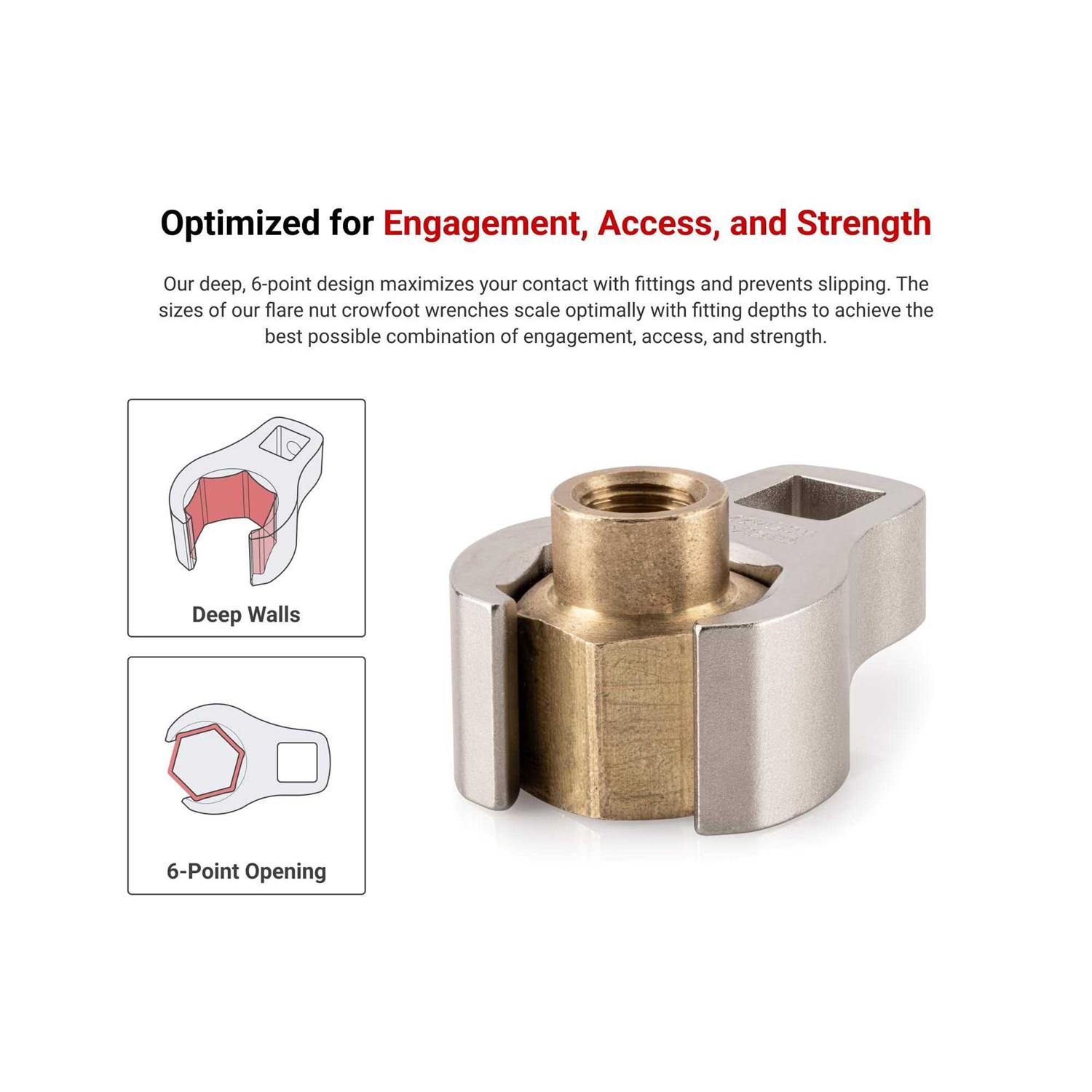 TEKTON 3/8 Inch Drive x 6-Point Flare Nut Crowfoot Wrench - MT - Mrs Treak