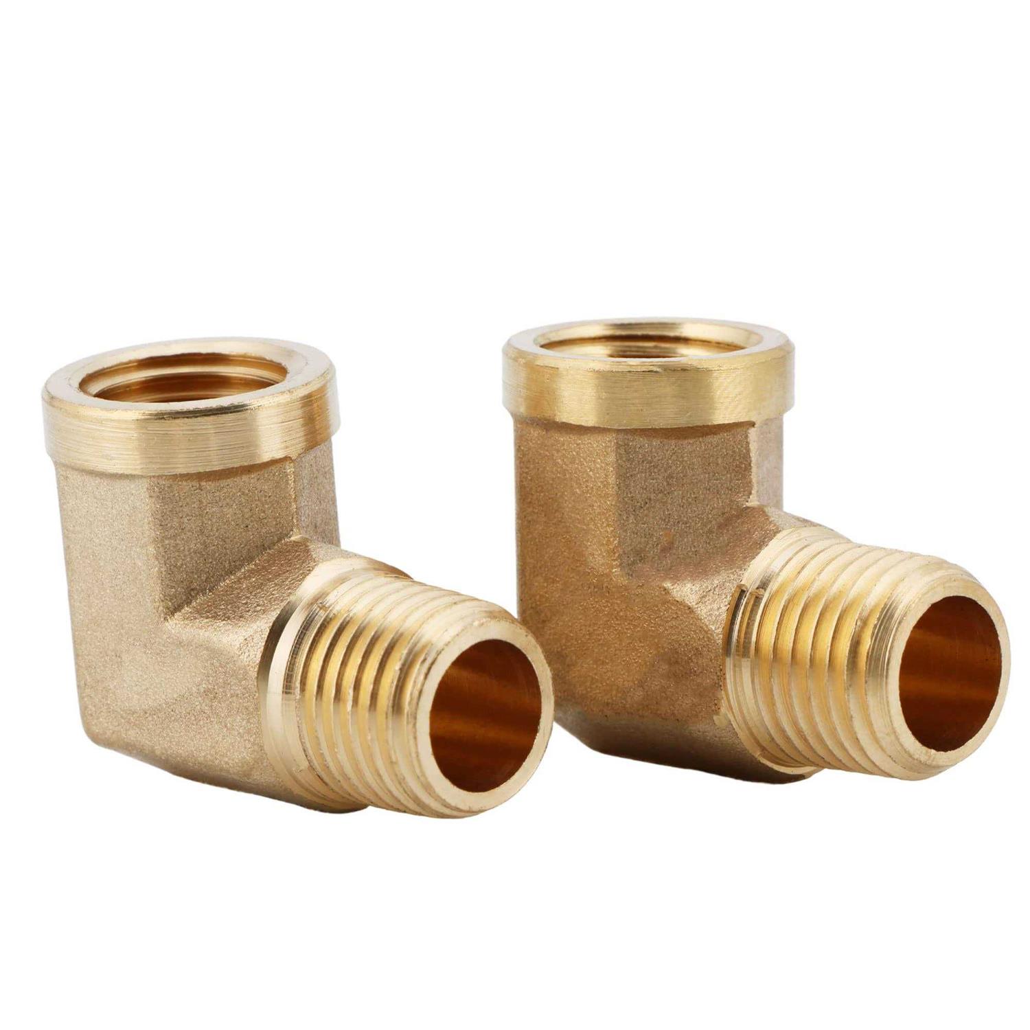 U.S. Solid 2pcs 90 Degree Barstock Street Elbow Brass Pipe Fitting NPT Male Pipe NPT Female - MT - Mrs Treak