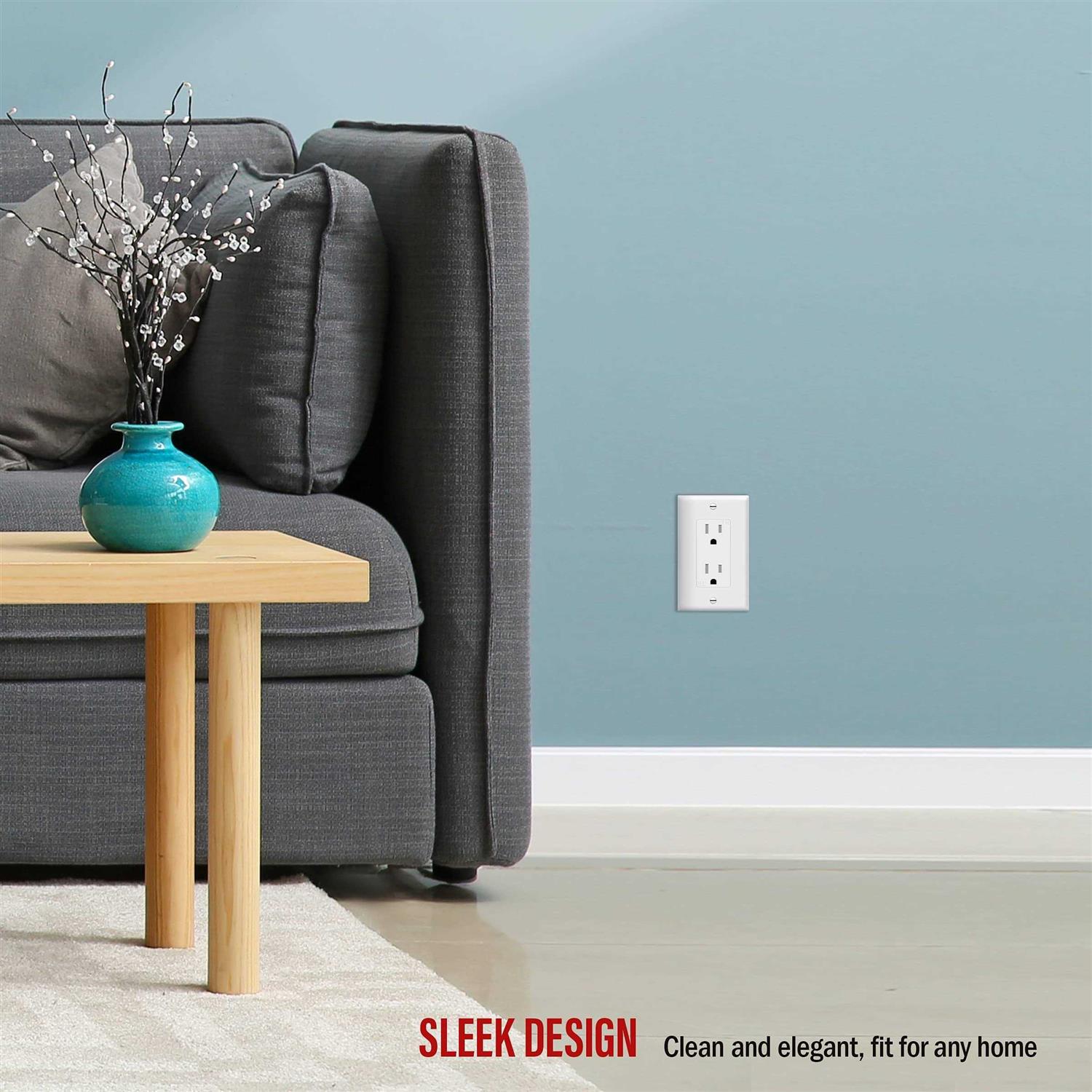 Enerlites Decorator Receptacle Outlet with Wall Plate Tamper-Resistant - MT - Mrs Treak