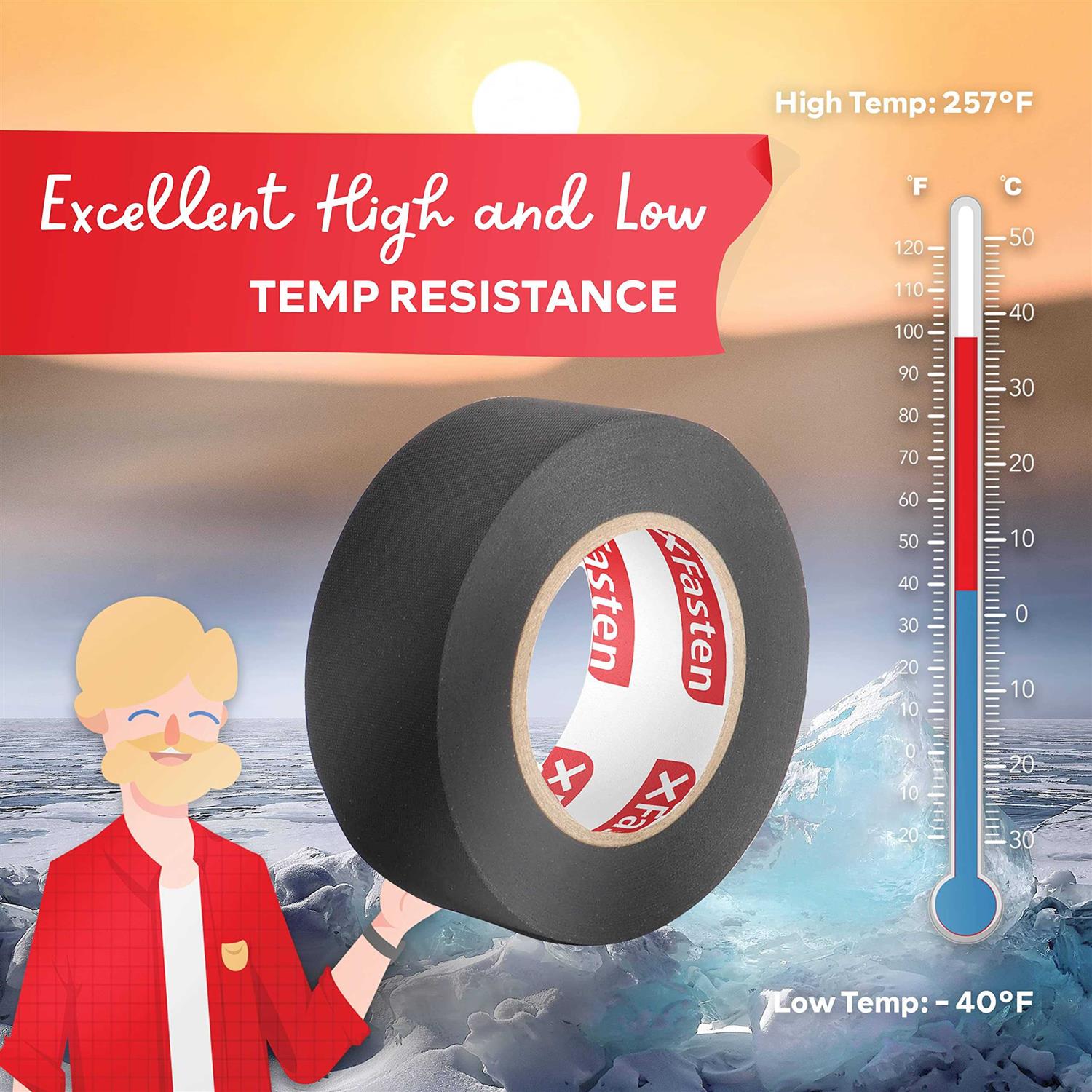 Xfasten Wire Harness Tape 3/4-inch High Temp Loom Harness Cloth Tape - Mrs Treak