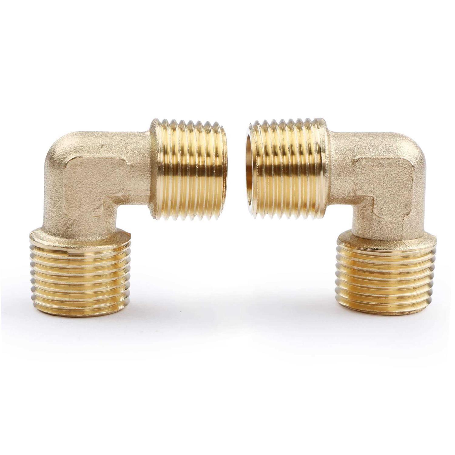 U.S. Solid 2pcs 90 Degree Barstock Street Elbow Brass Pipe Fitting NPT Male Pipe NPT Female - MT - Mrs Treak