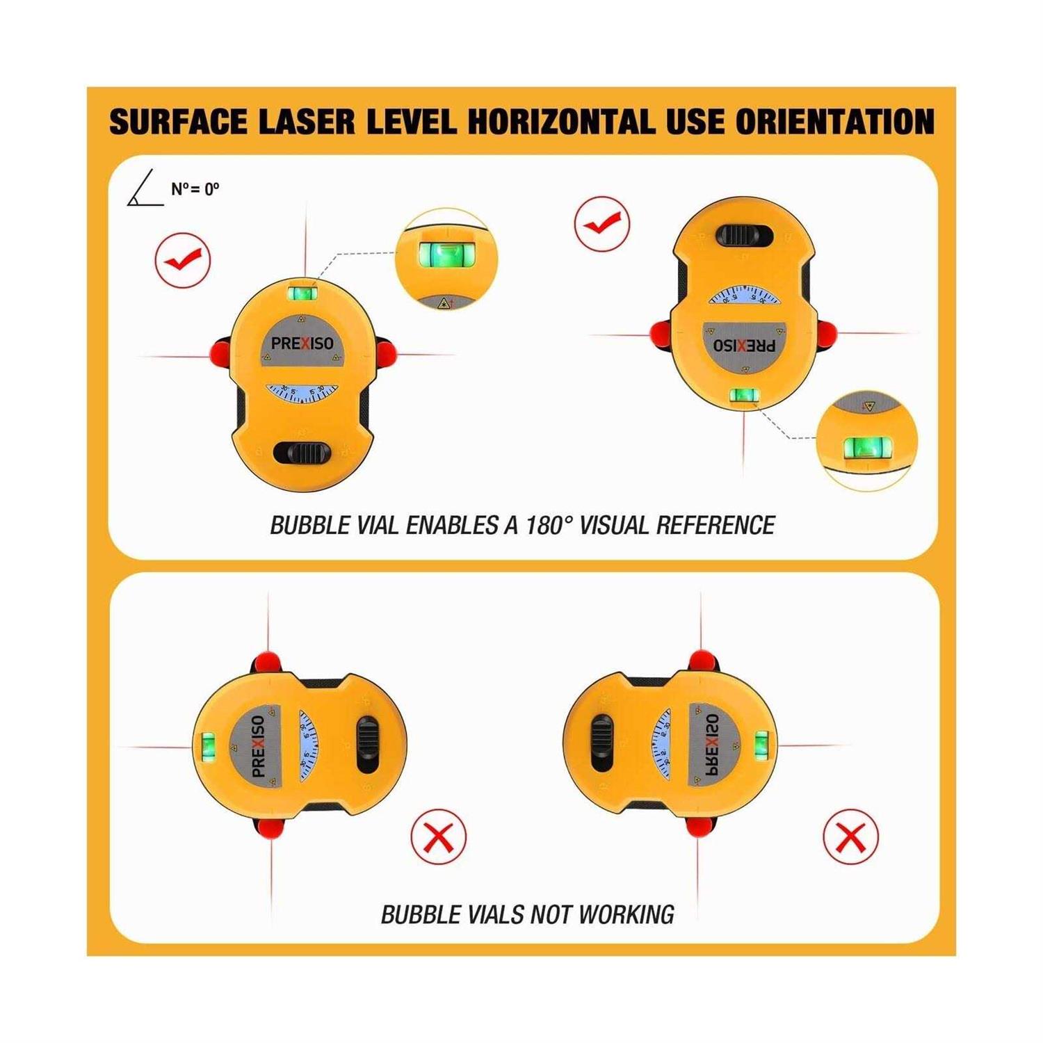 Prexiso Laser Level Self Leveling 100ft Rechargeable Cross Line Laser - MT - Mrs Treak