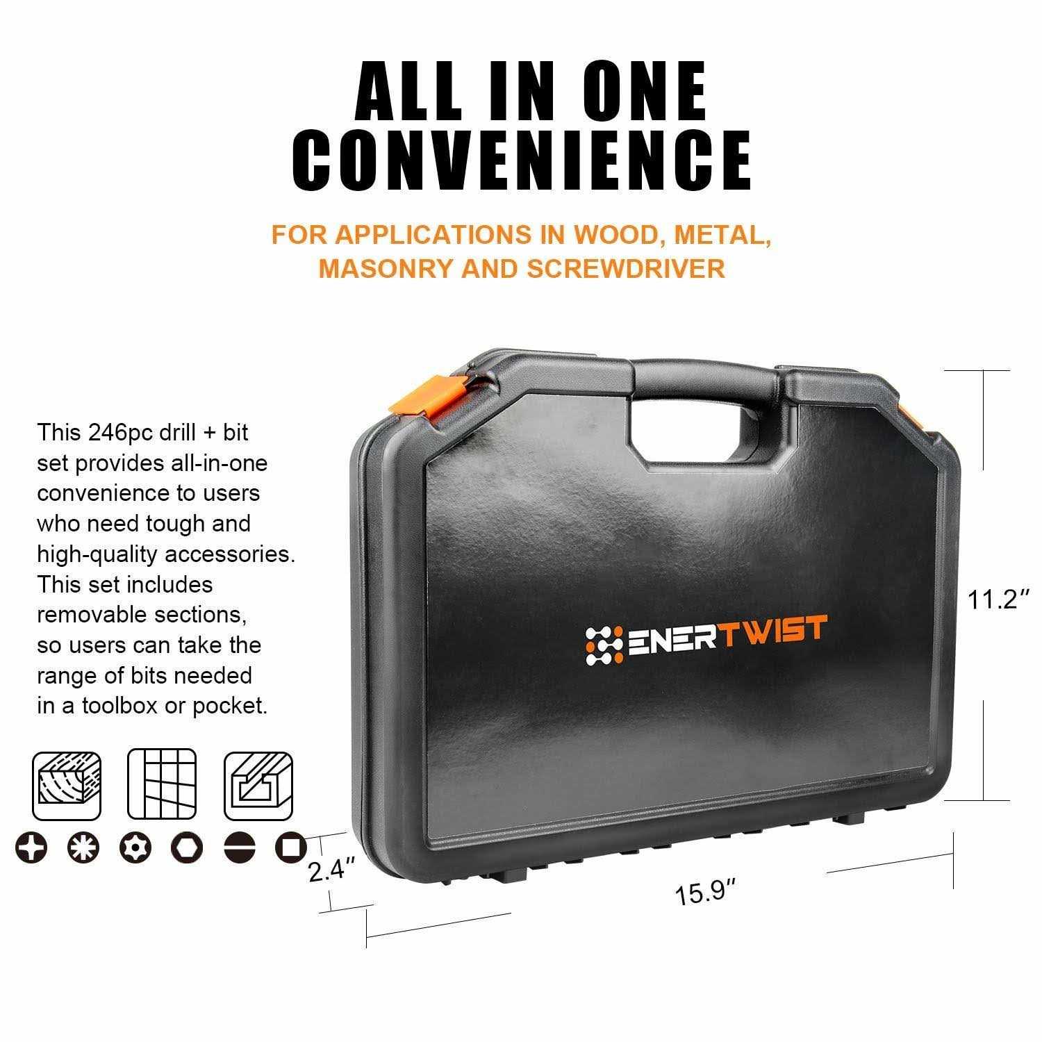 Enertwist Cordless Screwdriver, 8V Max 10Nm Electric Screwdriver Rechargeable Set with 82 Accessory Kit and Charger in Carrying Case - MT - Mrs Treak