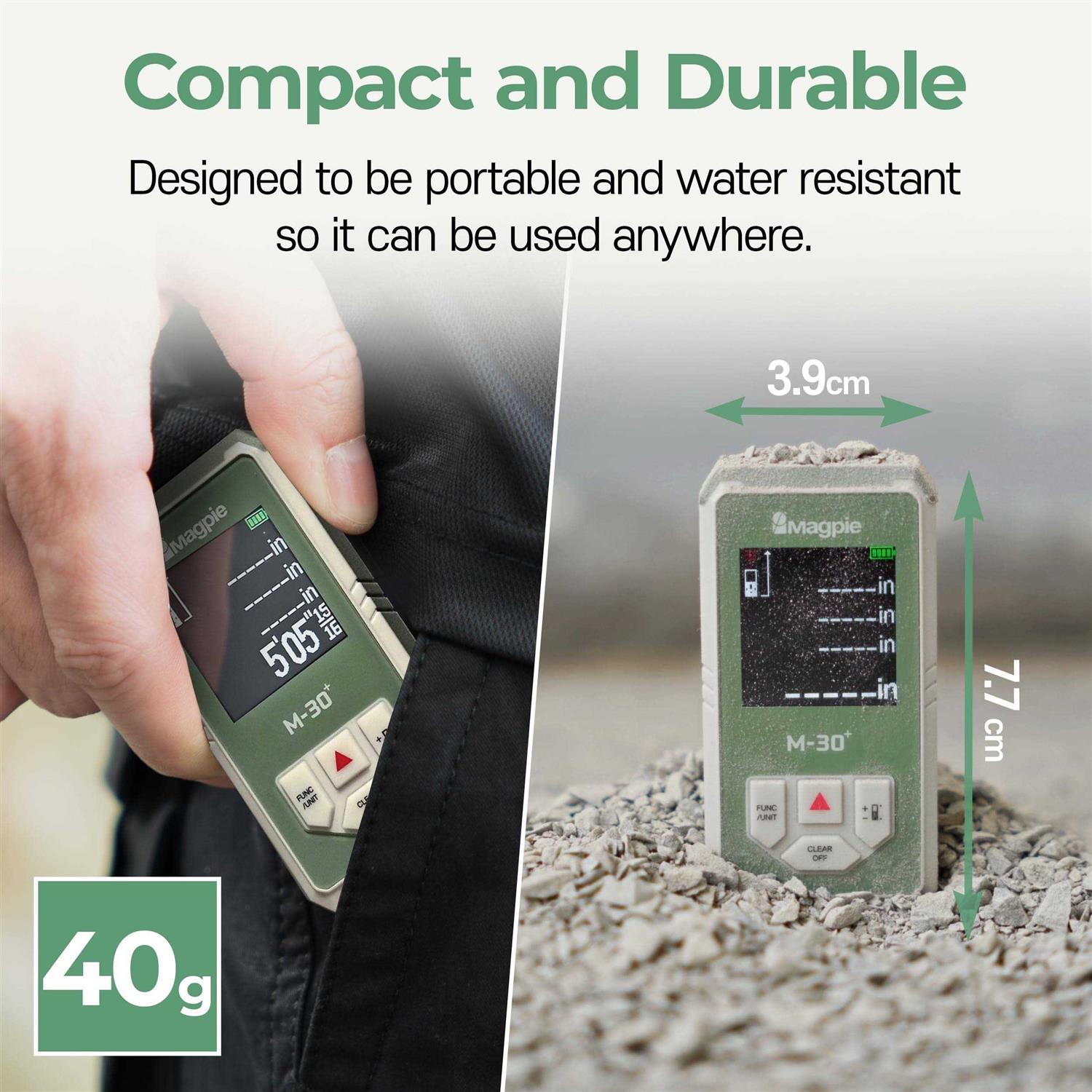 Magpie Tech M-30+ 98 Feet Compact Pocket Laser Distance Meter Digital Tape - MT - Mrs Treak