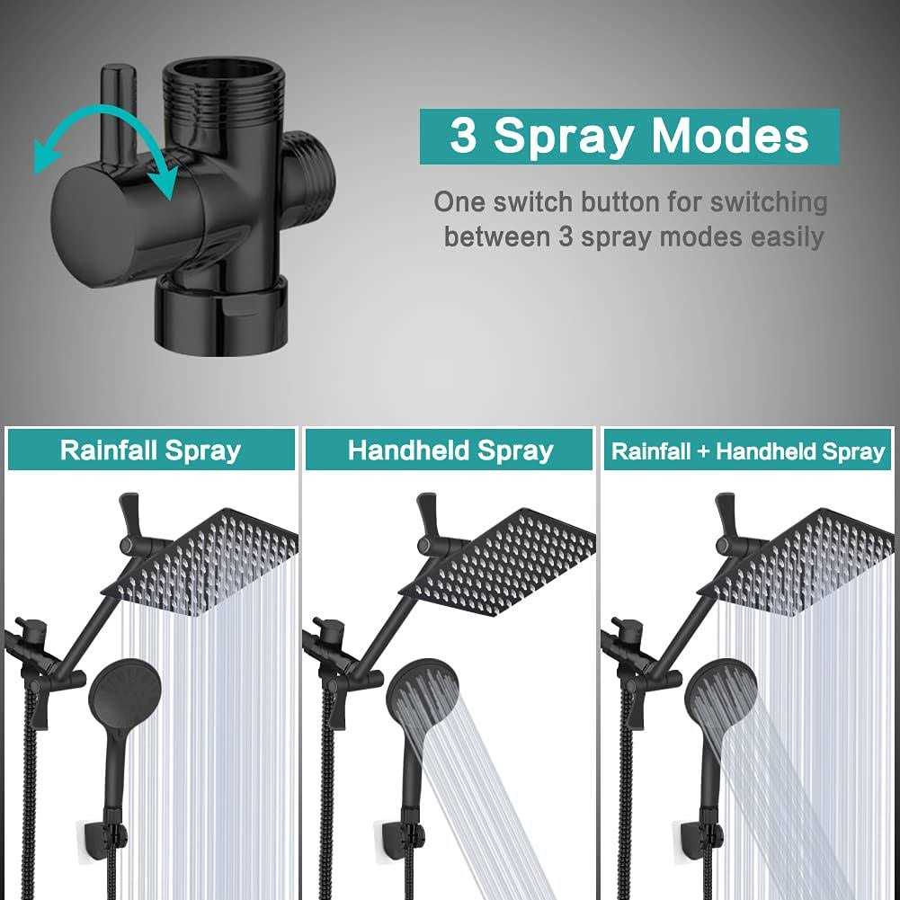 Tudoccy Shower Head 10‘’ High Pressure Rainfall Shower Head/Handheld Shower Combo with 11” Extension Arm - MT - Mrs Treak