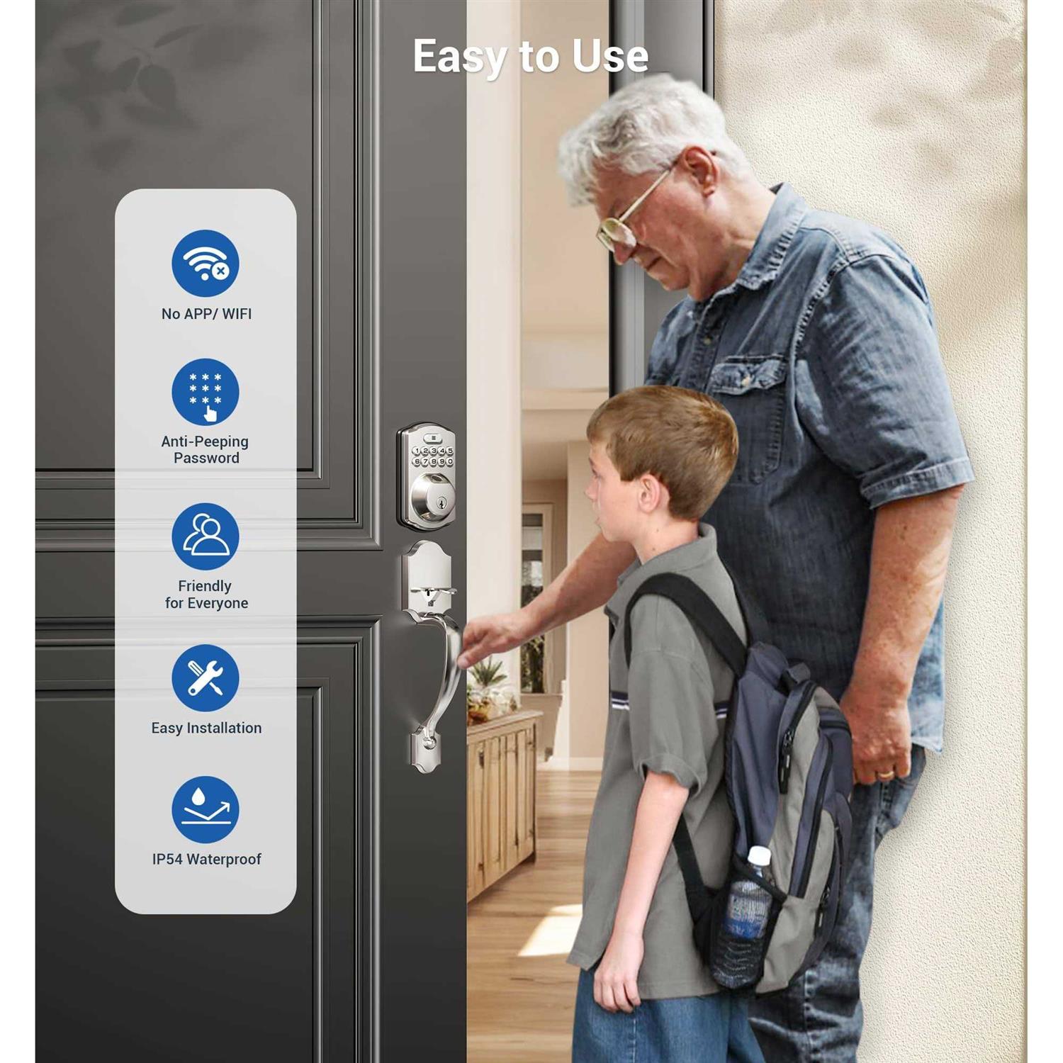 Veise Fingerprint Door Lock Keyless Entry Door Lock Electronic Keypad Deadbolt with Keys - MT - Mrs Treak