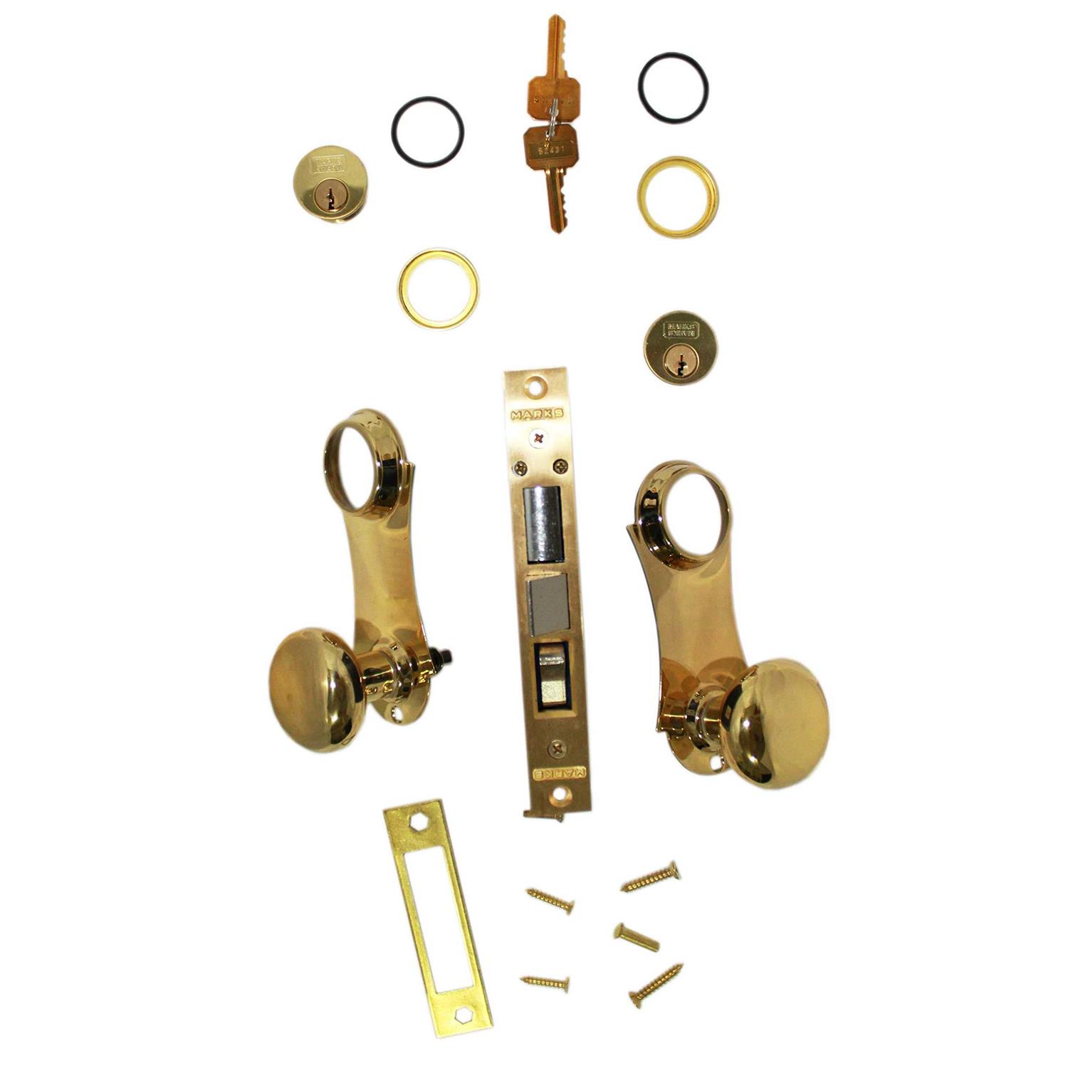 Marks 21AC Double Cylinder Iron Gate Ornamental Knob Plate Mortise Lock Set with 2-1/2 Backset 21ac/3-wrh - MT - Mrs Treak