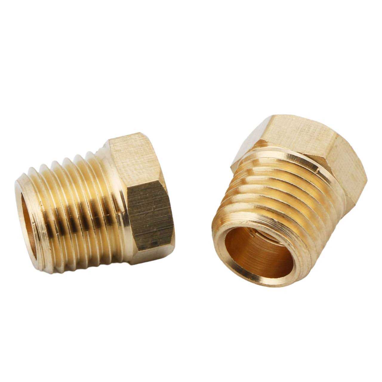 U.S. Solid 2pcs Brass Reducer Hex Bushing Brass Threaded Pipe Fitting NPT Male x NPT Female Adapter - MT - Mrs Treak