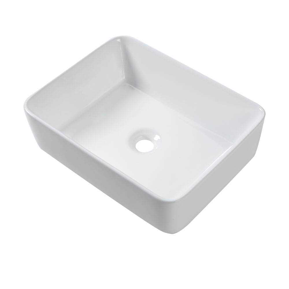 Lordear Porcelain Vanity Sink White Ceramic Vessel Rectangular Modern Bathroom Sink - MT - Mrs Treak