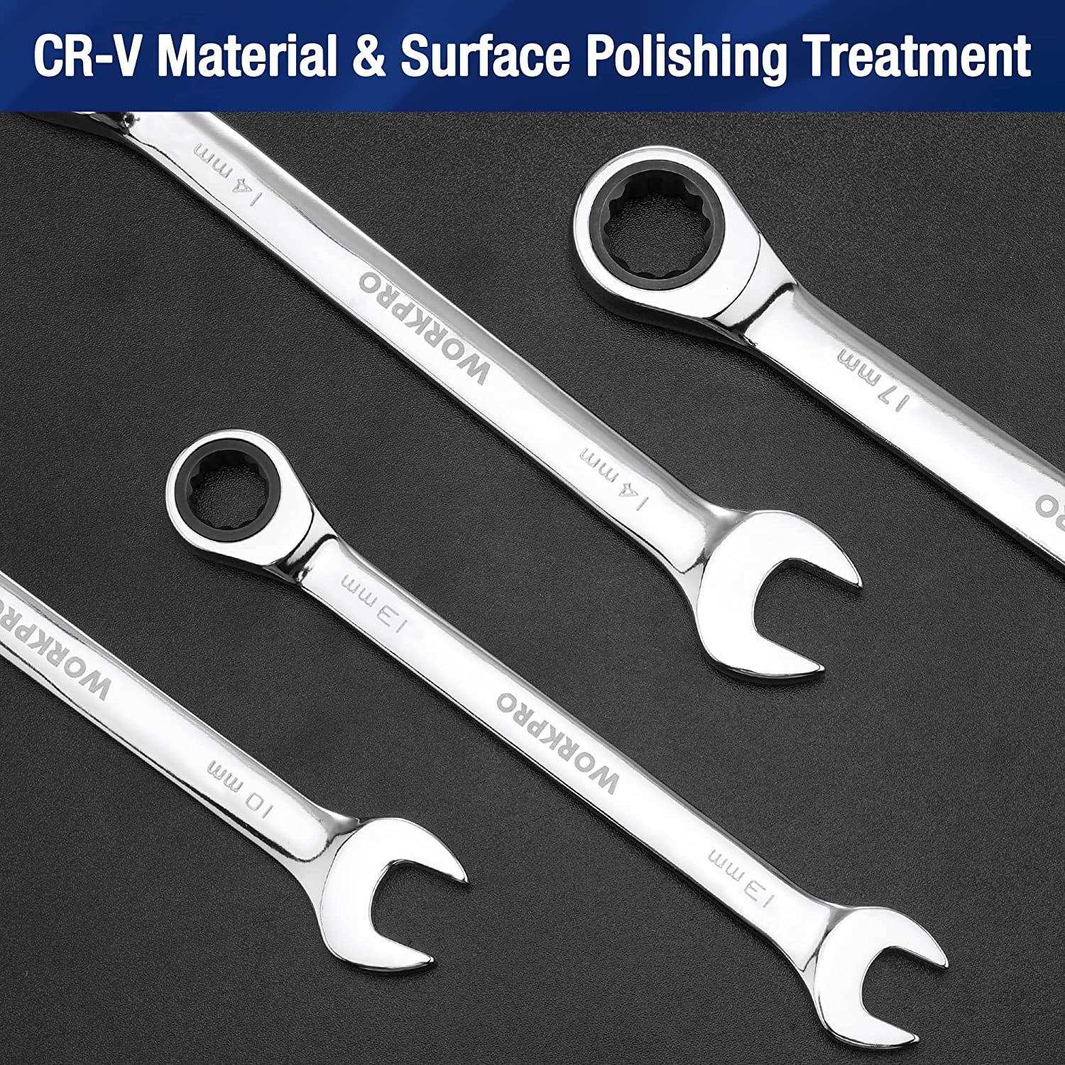 WORKPRO 22-Piece Ratcheting Combination Wrench Set 72 Teeth - MT - Mrs Treak