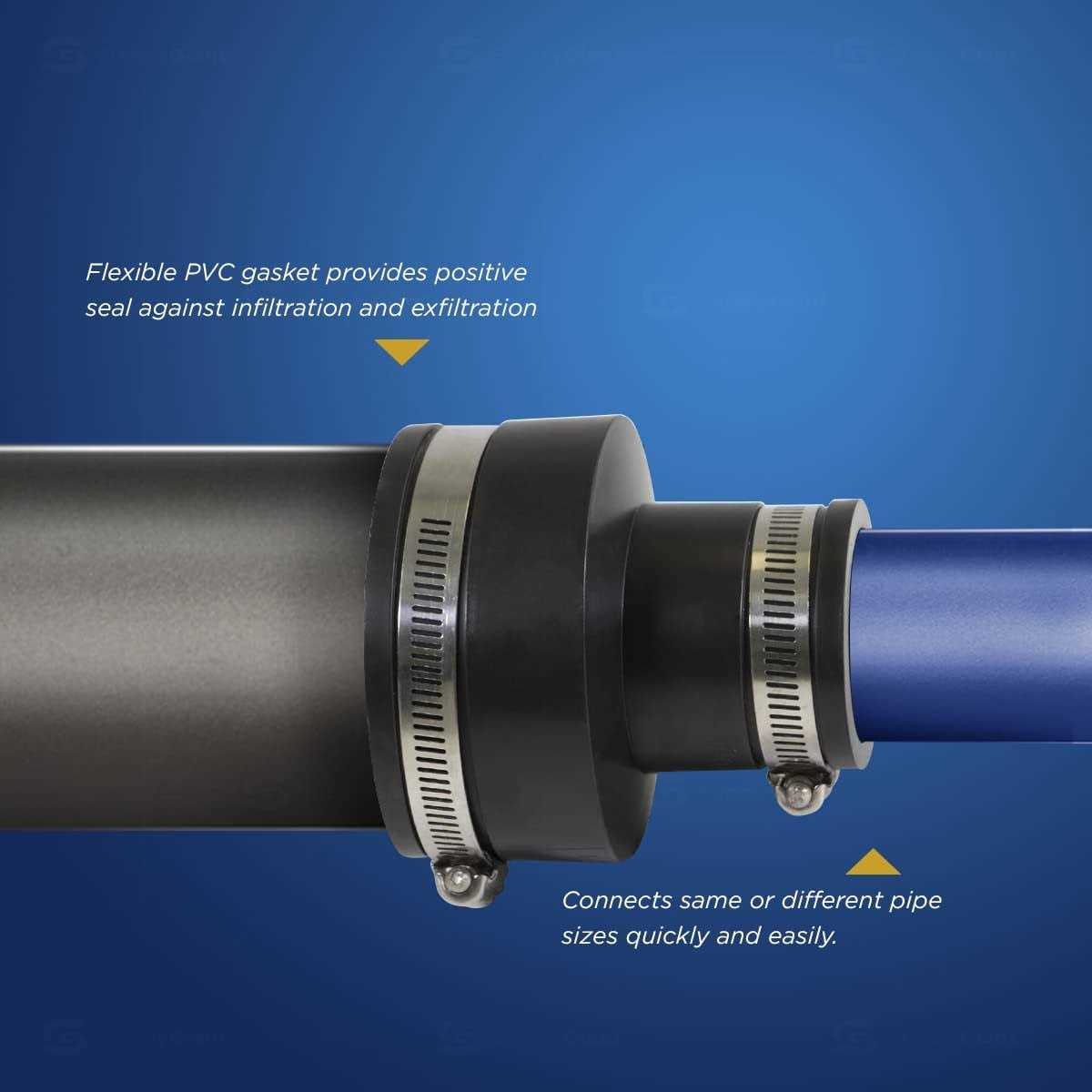 Supply Giant 6I52 Flexible PVC Reducing Coupling with Stainless Steel Clamps - MT - Mrs Treak