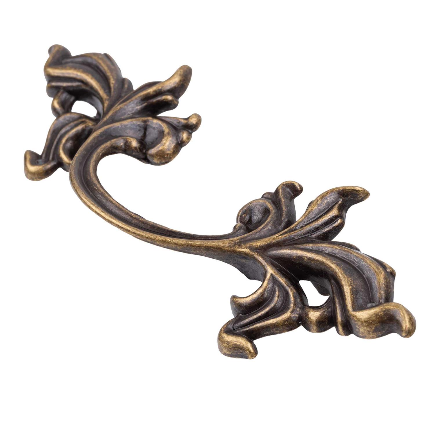 French Provincial Leaf Antique Brass Finished Drawer Pull - MT - Mrs Treak