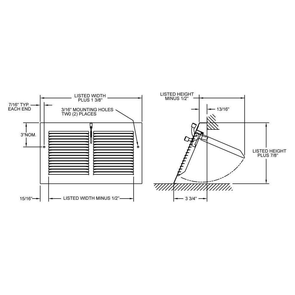 White Triangular Baseboard Register - MT - Mrs Treak