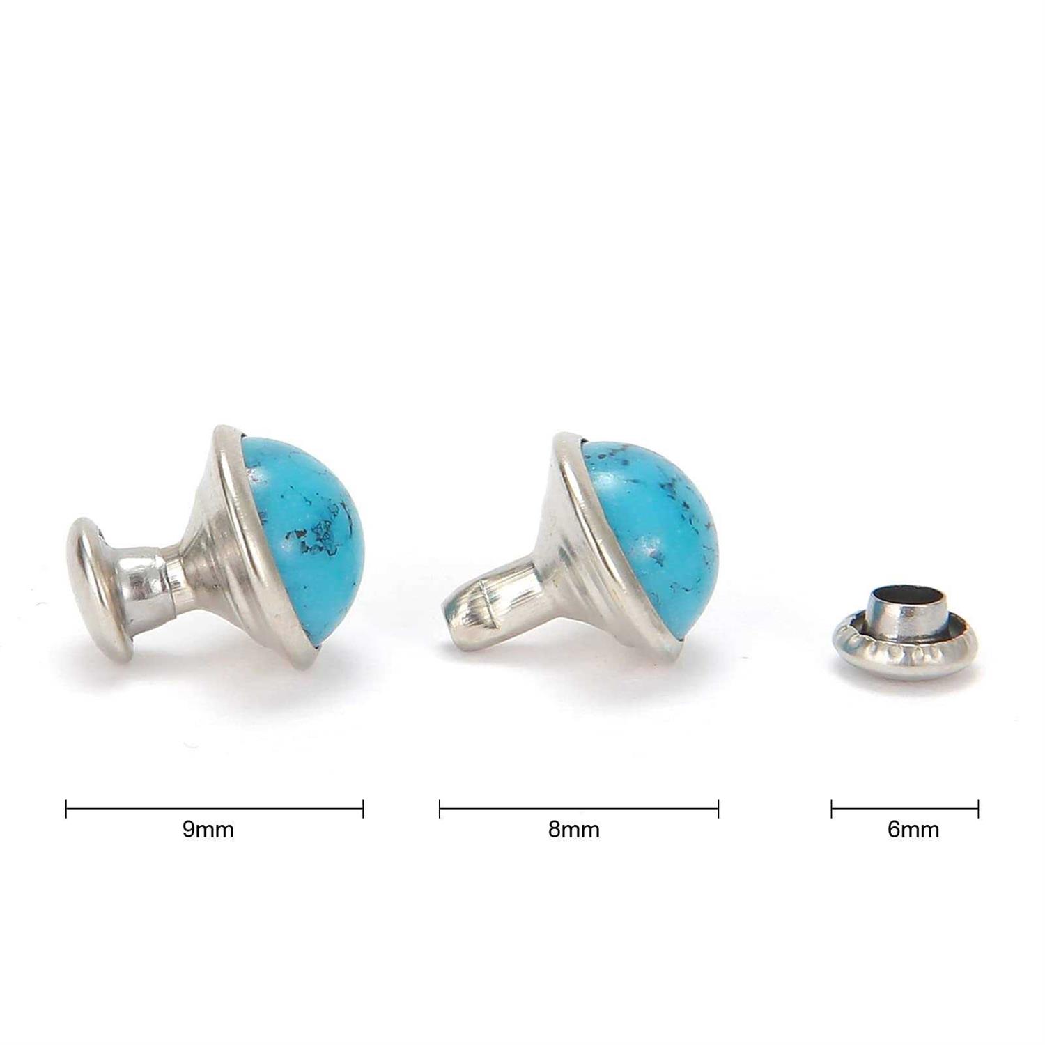 Weebee 100 Sets Blue Turquoise Rapid Rivets Studs Tandy Diy Leather Rivets Craft For Belt Boots Jacket Garment Accessories - MT - Mrs Treak