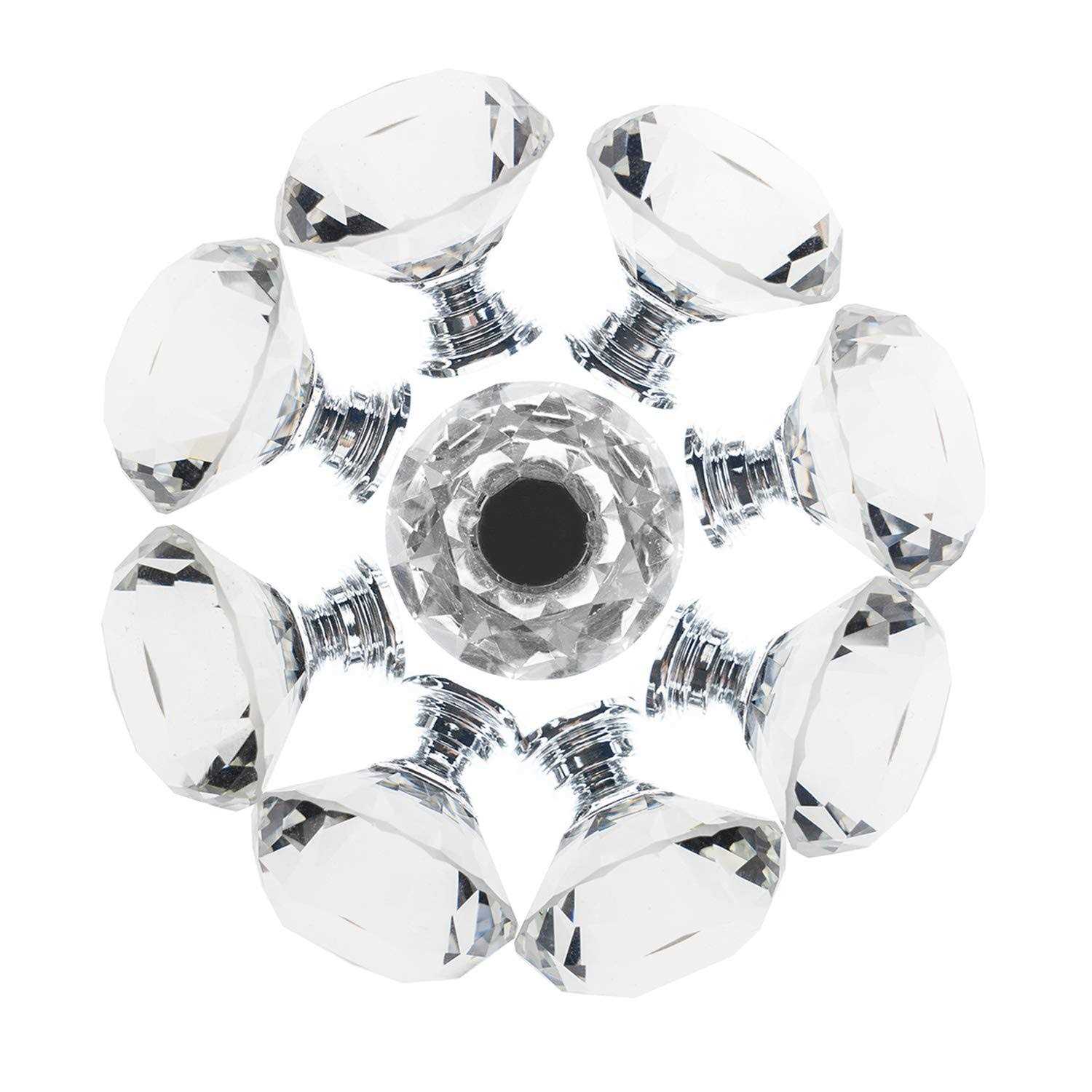 Yourgift Drawer Knobs Diamond Shaped Crystal Glass 30mm Cabinet Knobs Pull Handles - MT - Mrs Treak