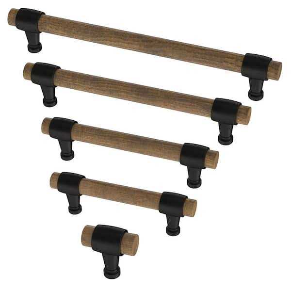 Liberty Modern Wood 1-3/16 in. Matte Black and Rustic Pine Cabinet Bar Knob - MT - Mrs Treak