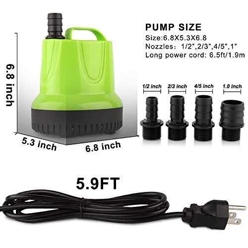 FREESEA Gph Submersible Water Pump for Pond Aquarium Hydroponics Fish Tank Fountain Waterfall - MT - Mrs Treak