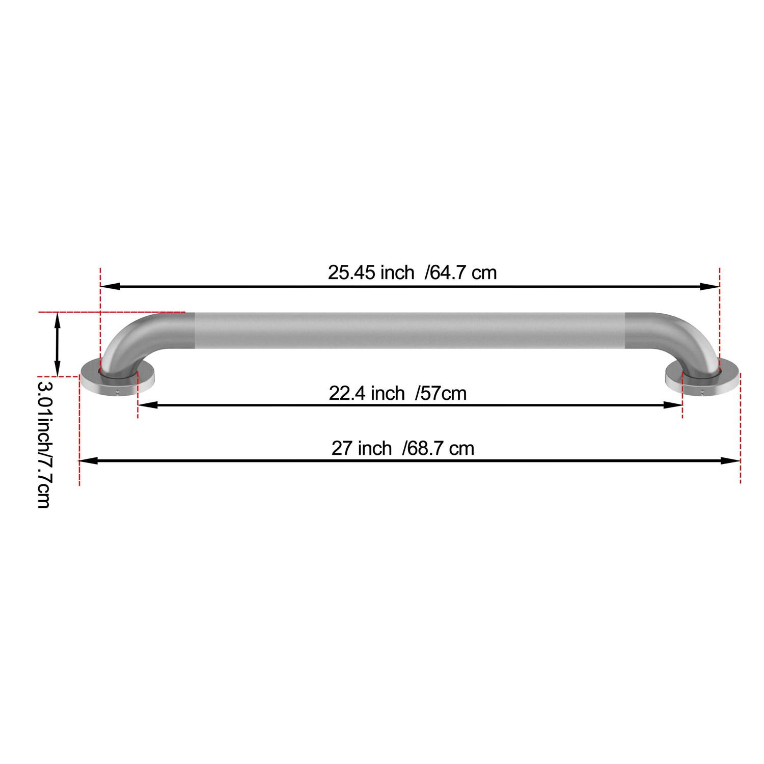 Project Source 18 Stainless Steel Wall Mount ADA Compliant Grab Bar 20135-01202-18 - Mrs Treak