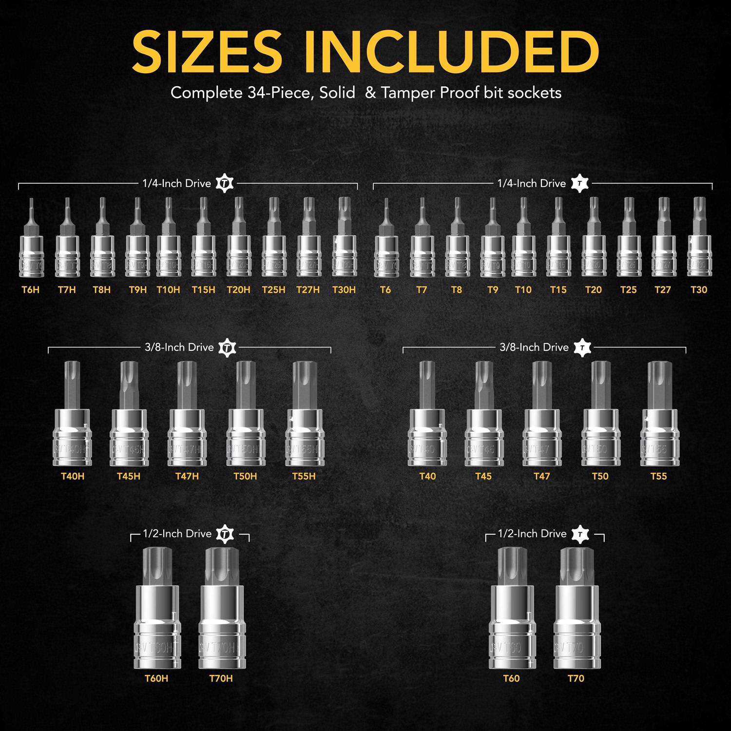 Lexivon Master Hex Bit Socket Set, Premium S2 Alloy Steel - MT - Mrs Treak