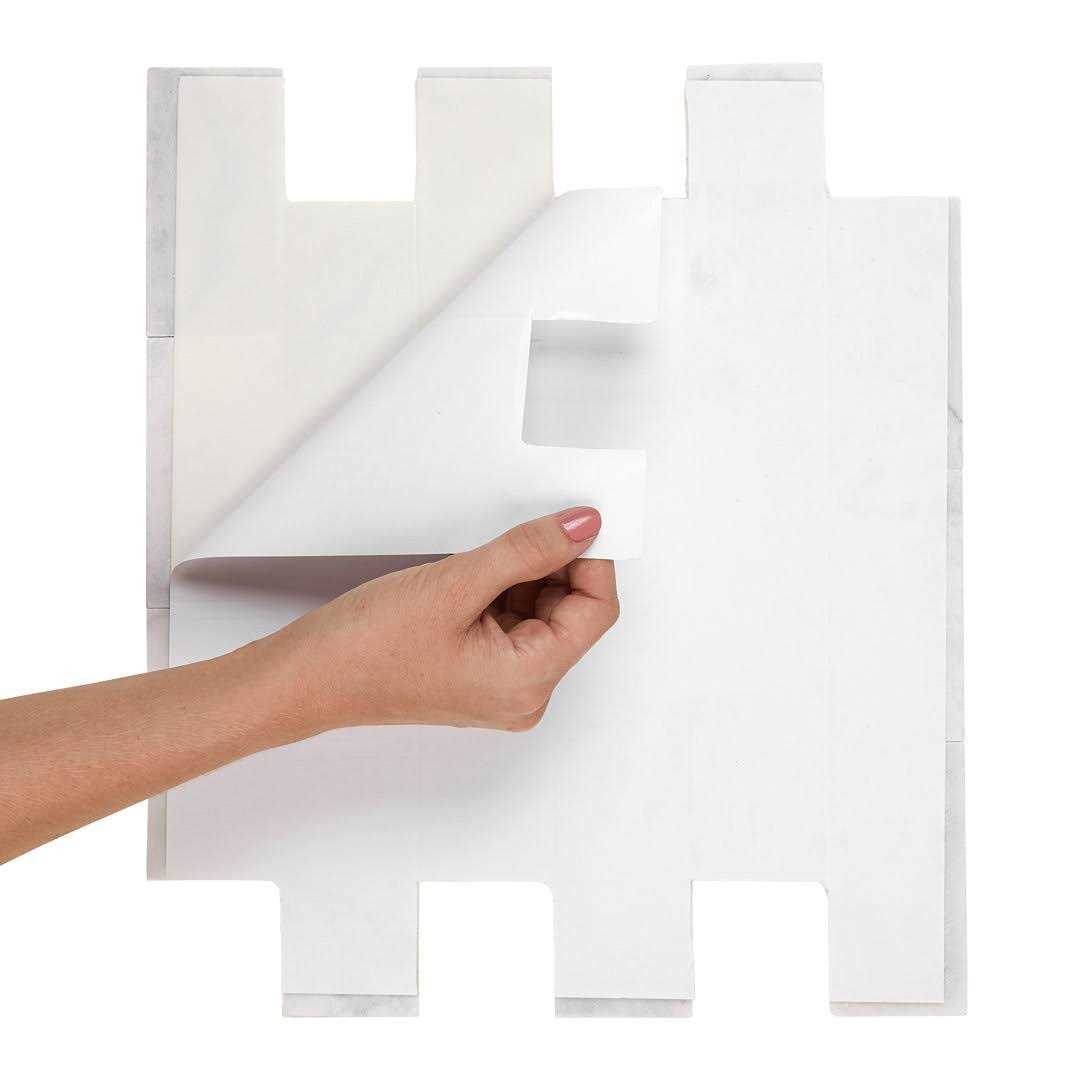 Daltile Xpress Mosaix Peel ‘N Stick White Beveled 14 in. x 12 in. Marble Brick Joint Mosaic Tile - MT - Mrs Treak