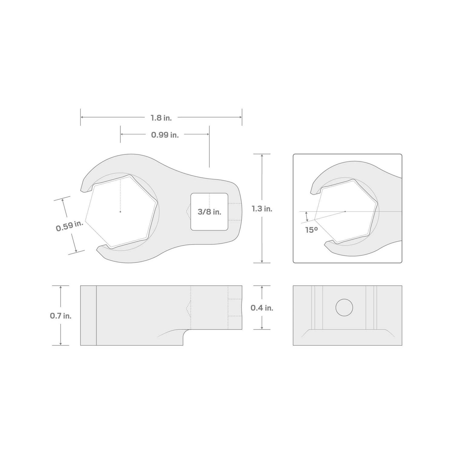 TEKTON 3/8 Inch Drive x 6-Point Flare Nut Crowfoot Wrench - MT - Mrs Treak