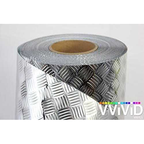 Vvivid Industrial Utility Diamond Plate Metallic Chrome Finish Vinyl Wrap Sheet Roll Adhesive Roll - MT - Mrs Treak