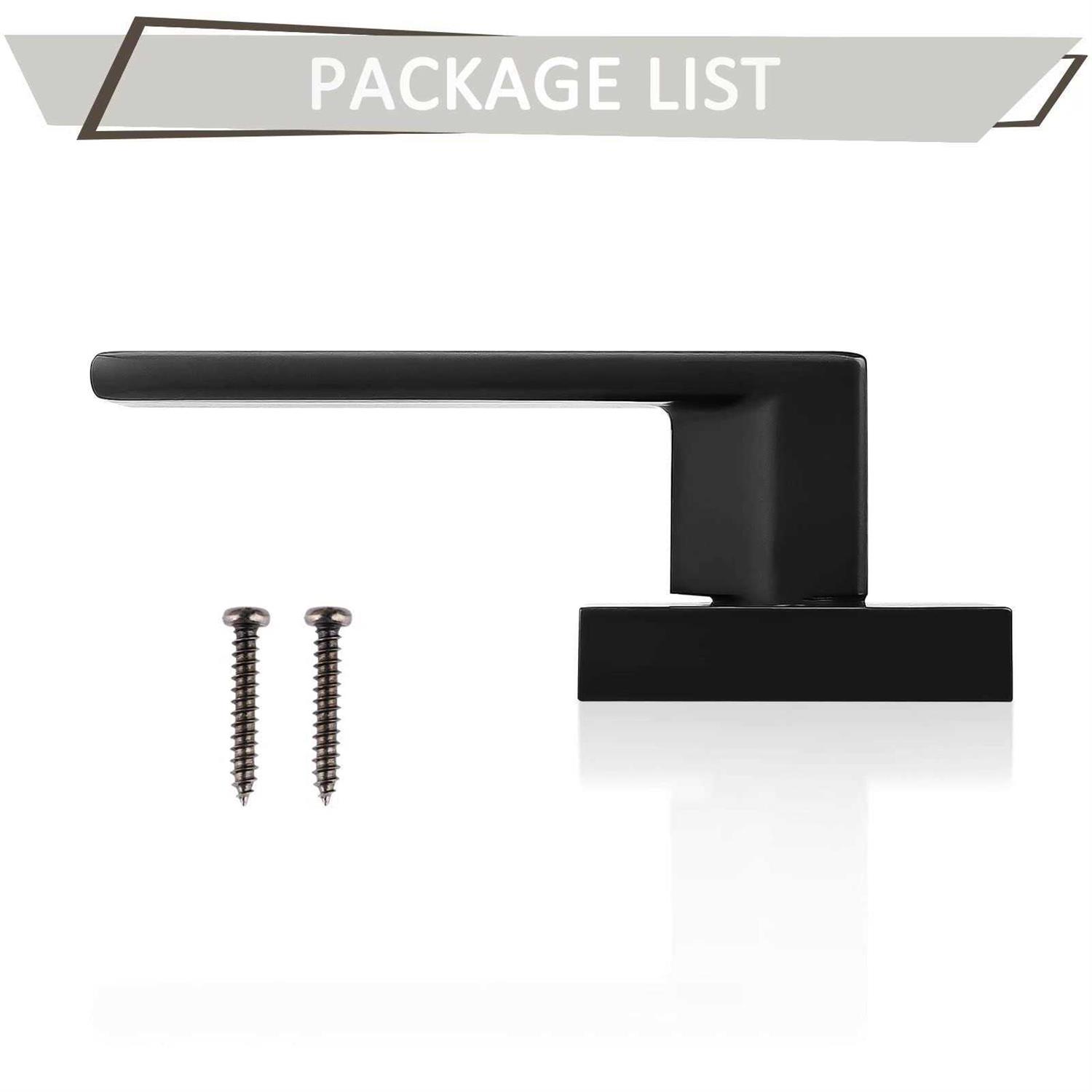 Probrico Heavy Duty Flat Black Door Handles Square Privacy Interior Door Levers Bedromm and Bathroom Door Handles Keyless Bed/Bath Lockset - MT - Mrs Treak