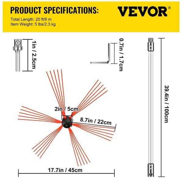 VEVOR Chimney Sweep Kit Chimney Brush Kit Nylon Flexible Rods Rotary Chimney Cleaning Tool Kit Fireplace Tool - MT - Mrs Treak