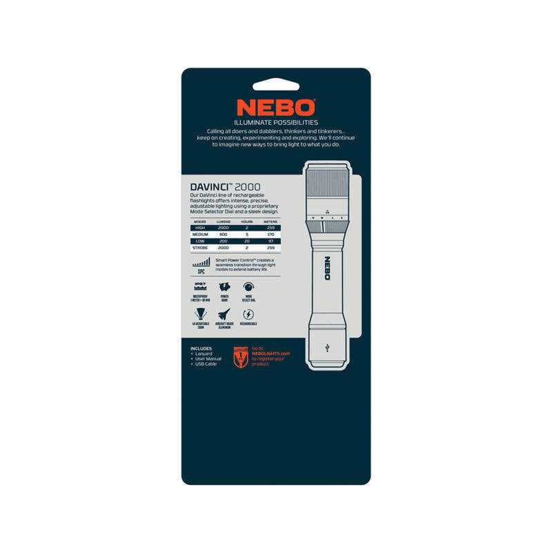 Nebo Davinci 1500 Lumens LED Rechargeable Flashlight - MT - Mrs Treak
