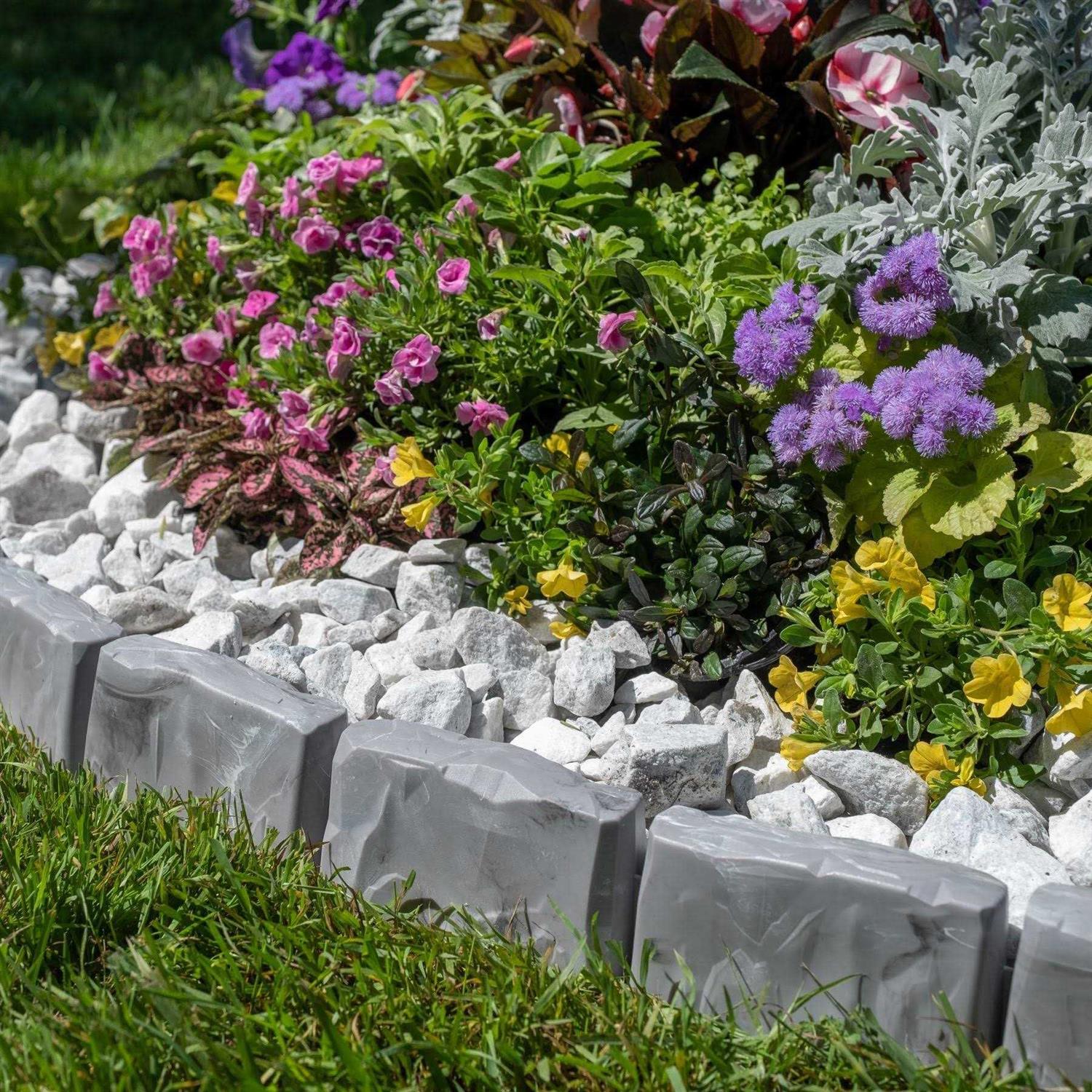 ProFlex Decorative Faux Stone 90 ft. x 2.7 Gray Plastic No-Dig Landscape Edging Kit - MT - Mrs Treak