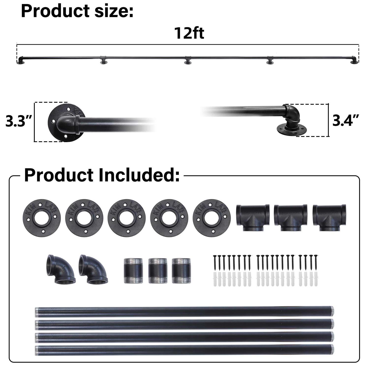 Toriexon Staircase Handrails Galvanized Steel Stair Railing Easy to Install - MT - Mrs Treak