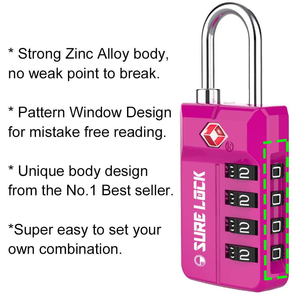 SURE LOCK Tsa Approved Travel Luggage Locks Open Alert Combination Lock for School Office Gym Locker,Toolbox - MT - Mrs Treak