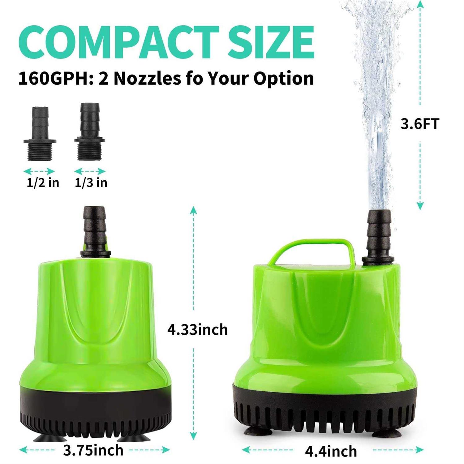 FREESEA Gph Submersible Water Pump for Pond Aquarium Hydroponics Fish Tank Fountain Waterfall - MT - Mrs Treak